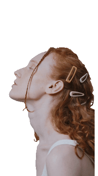 Transparent GIF of a woman with curly hair on a checkerboard